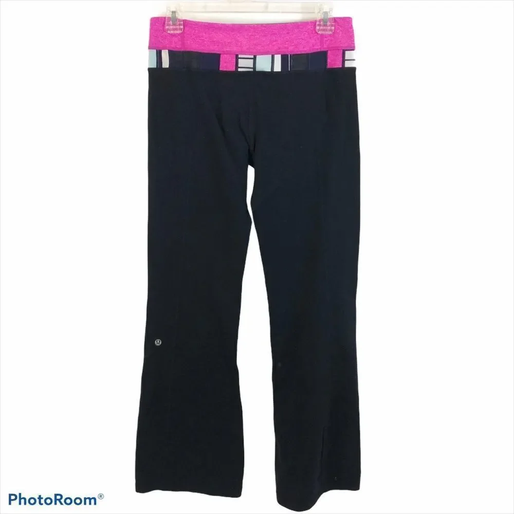 Lululemon Wide Leg Groove Pants Black Pink Size 8‎